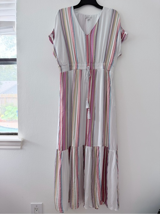 Cato Dresses & Skirts - Cato Womens Large Striped Maxi Dress Tassel Tie Waist Boho Multicolor Summer